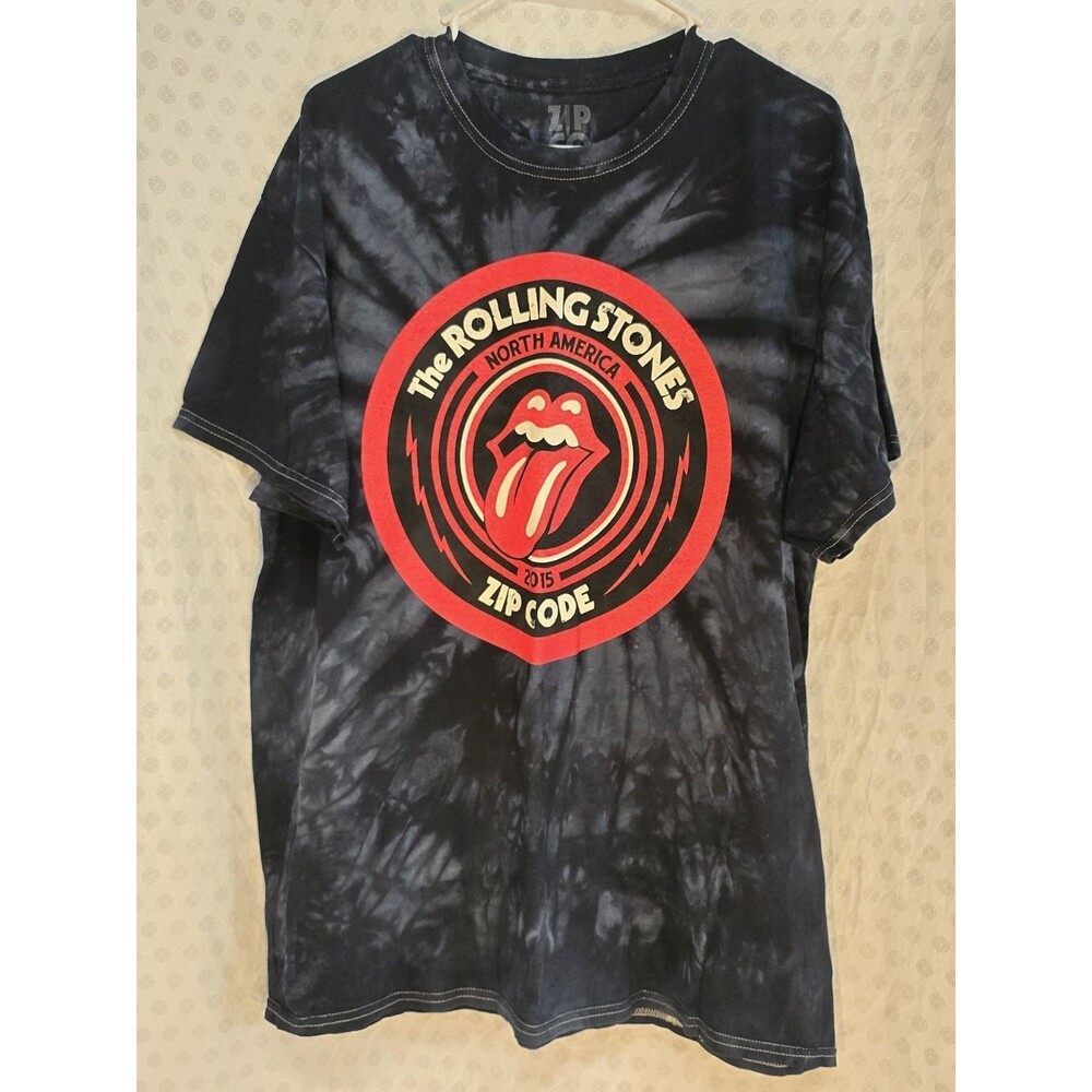 The Rolling Stones 2015 Zip Code Tour Vintage Cotton Tie Dye Tshirt Size XL